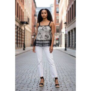 Tom K Nguyen Women's White and Black Lace Top